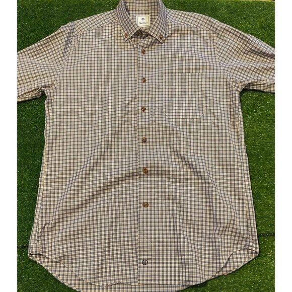 David Donahue shirt large mens plaid gingham casual business blue long sleeve - Picture 2 of 15